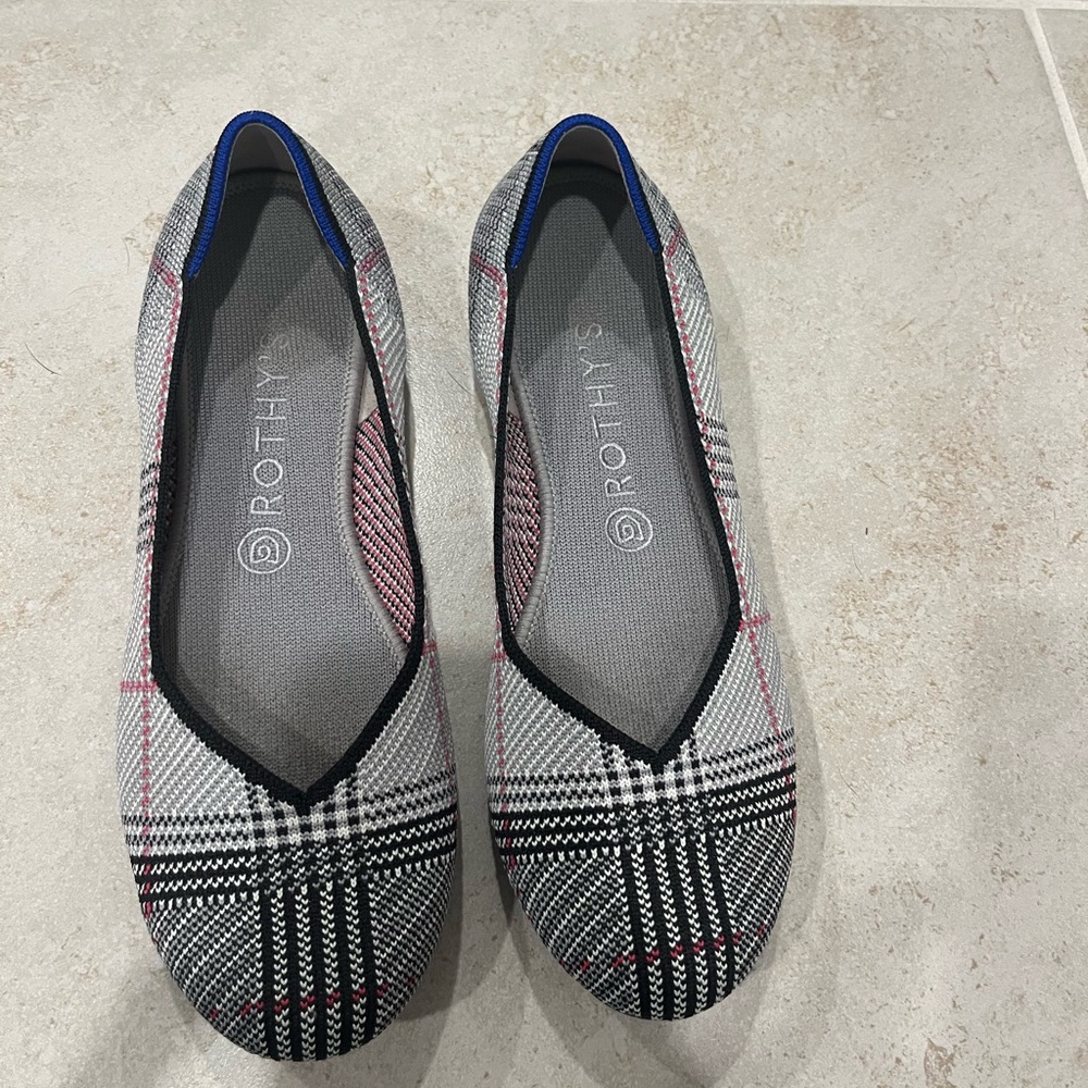 Rothy's Plaid Flats - Black, Gray, Red, Blue